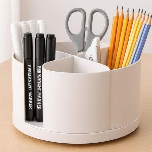 15 Rotatable Plastic Desk Organizer Box 360 Degree Spinning Stationary Storage Case Pencil Cup Holder Office School Supplies