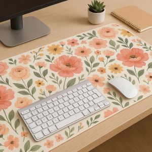 21 Aesthetic Floral Printed Desk Mat Large Extended Mouse Pad Non Slip Rubber Table Cushion Protector For Girls Office