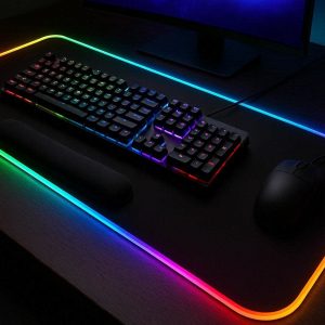 24 RGB Glowing Gaming Desk Mat Large LED Extended Mouse Pad Color Changing Backlit Computer Keyboard Cushion Workspace