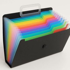 25 Expanding File Folder 13 Pockets Portable Accordion Document Organizer Plastic Bill Receipt Holder Office School Multi Color