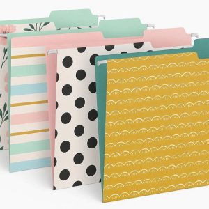 27 Decorative Cute File Folders Letter Size 1/3 Cut Tab Assorted Pattern Heavy Duty Paper Hanging Pocket Organizers