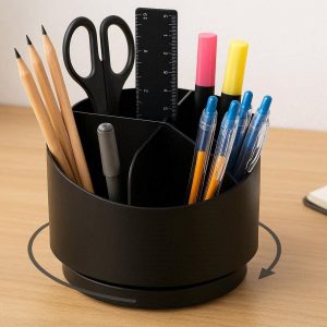 3 Rotating Pen Holder For Desk 5 Compartments Plastic Pencil Cup 360 Degree Spinning Stationery Organizer School Office