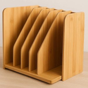 30 Natural Bamboo File Folder Desktop Document Organizer Rack Multi Slot Wooden Magazine Sorter Holder Minimalist Storage